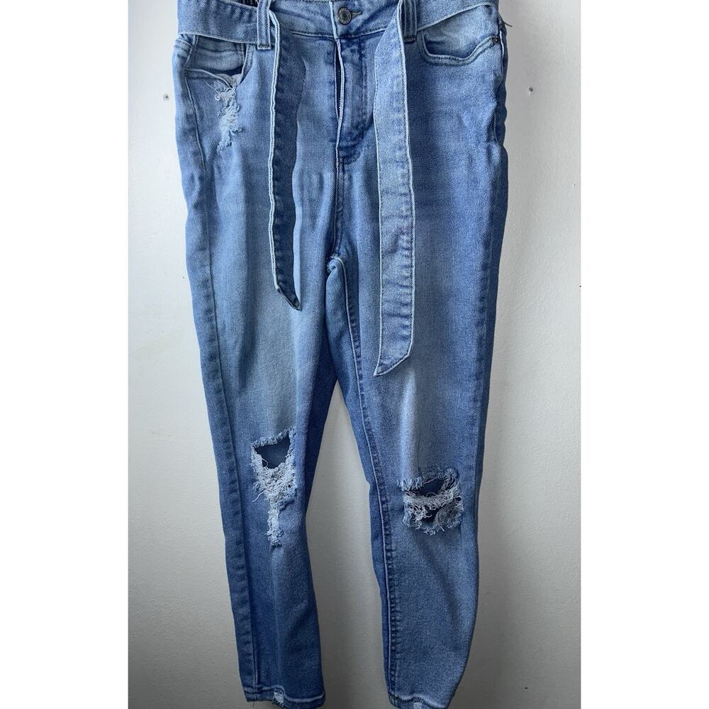 Vanilla Star Jeans Women Size 11 Distressed High Rise Cropped Jeans Blue Denim